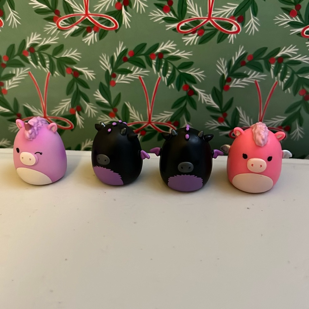 4 piece squish-a-long dragons and unicorn set